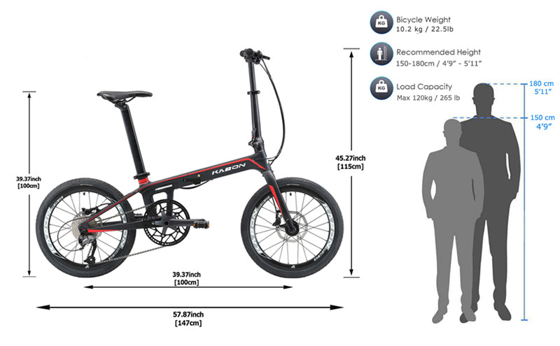 Bicicleta dobrável KABON City carbono Shimano Altus 9S 20 polegadas com rodas de carbono