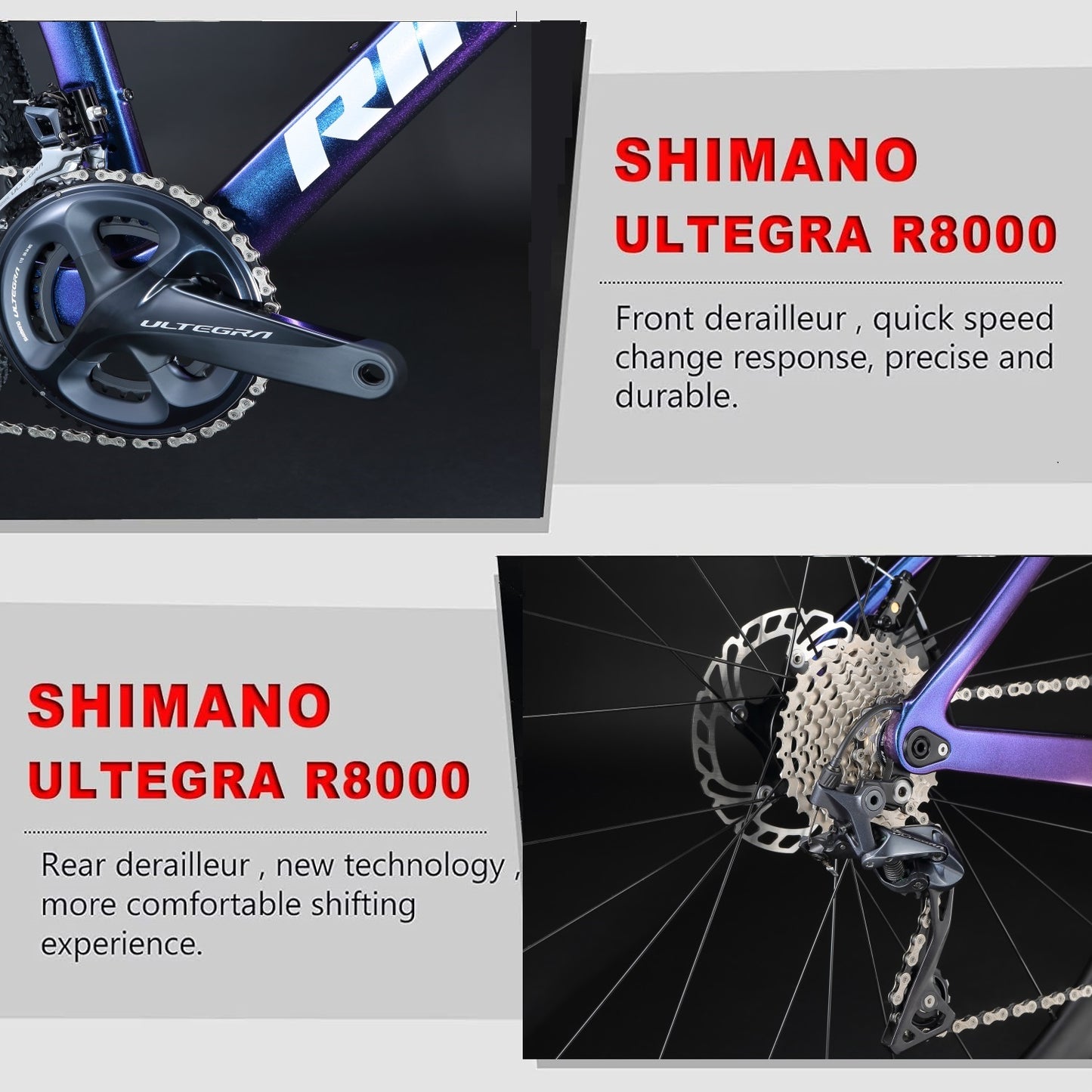 RINOS Bicicleta de estrada de carbono  700C Shimano Ultegra R8000 22 velocidades Odin5.0