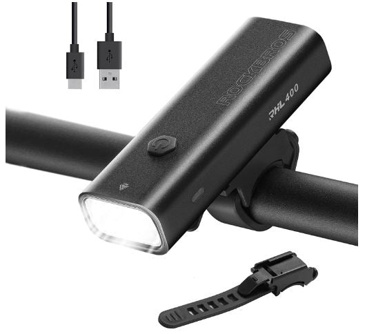 ROCKBROS Bicicleta LED Luz USB Recarregável 400 Lúmenes à prova de água IPX6 com 4 modos