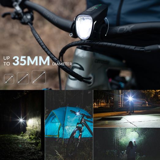 ROCKBROS Luz de Bicicleta 200M Iluminação StVZO Luz traseira LED IPX5