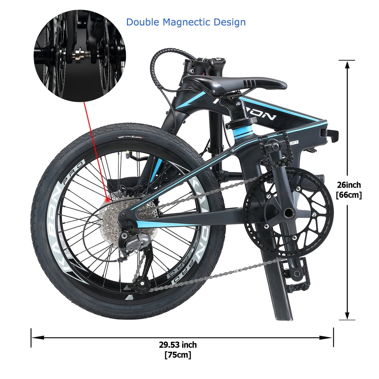 KABON City Bicicleta dobrável Carbono Shimano Altus 9 velocidades 20 polegadas