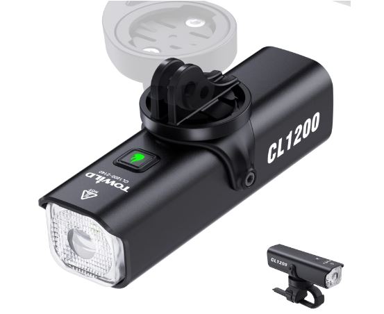 TOWILD CL1200 Garmin/GoPro Mount compatível 1200 4000mAh bateria à prova d'água luz de bicicleta para passageiros