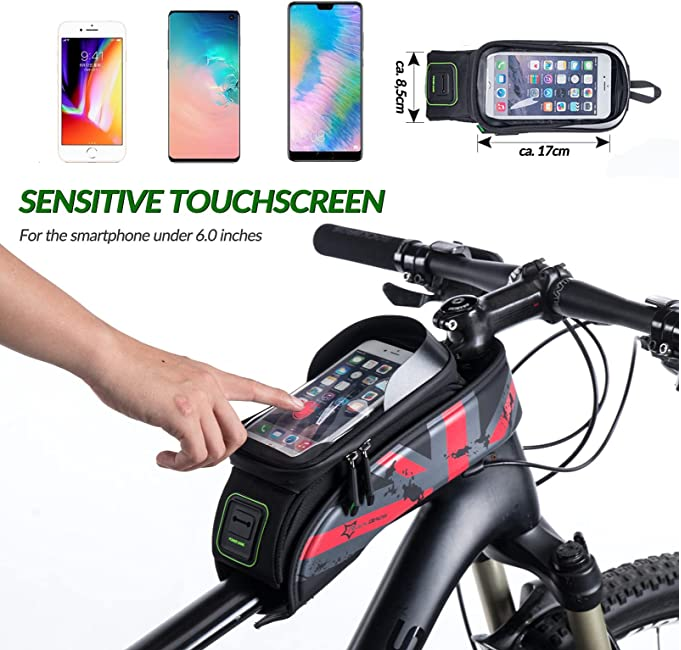 ROCKBROS Bolsa de quadro de bicicleta 021-1 à prova d'água para celular 5,8/6,0 polegadas