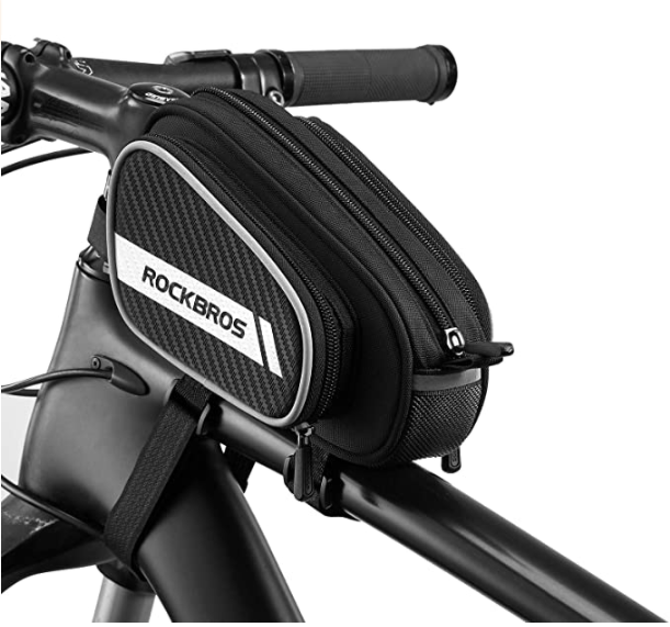 ROCKBROS 006-1BK Bolsa para quadro de bicicleta reflexiva 1,8 L preta