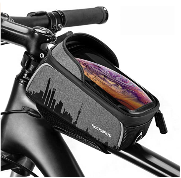 ROCKBROS 017-5 bolsa de quadro de bicicleta à prova d'água para celulares de até 6,5 polegadas