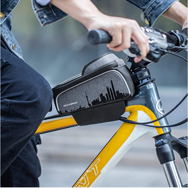 ROCKBROS 017-5 bolsa de quadro de bicicleta à prova d'água para celulares de até 6,5 polegadas