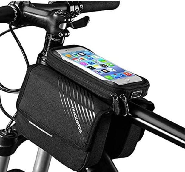 ROCKBROS Bolsa de quadro de bicicleta 030-60BK com bolso para celular de até 6,0 polegadas