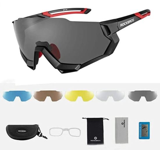 ROCKBROS Óculos de ciclismo 10131 polarizados com 4 lentes intercambiáveis