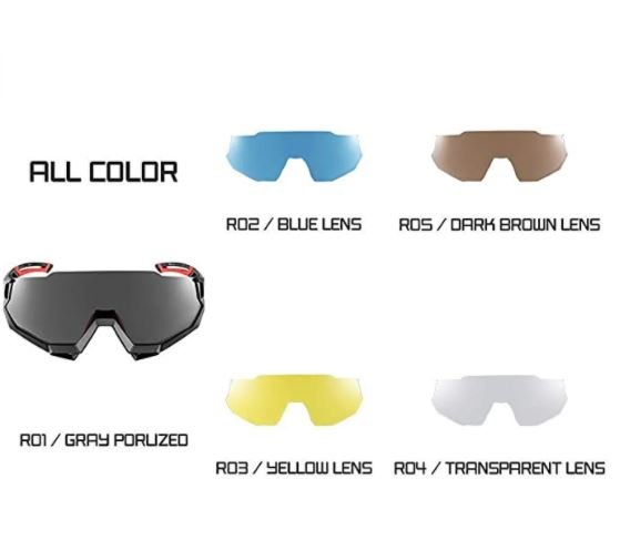 ROCKBROS Óculos de ciclismo 10131 polarizados com 4 lentes intercambiáveis