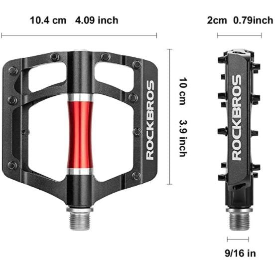 ROCKBROS Pedais de bicicleta 2020-12C MTB 9/16 polegadas liga de alumínio