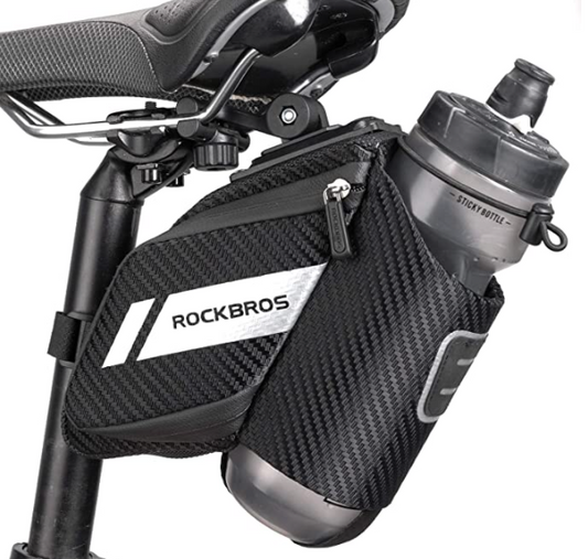 ROCKBROS Saco de selim de bicicleta C32 com porta-garrafa preto aprox. 1L