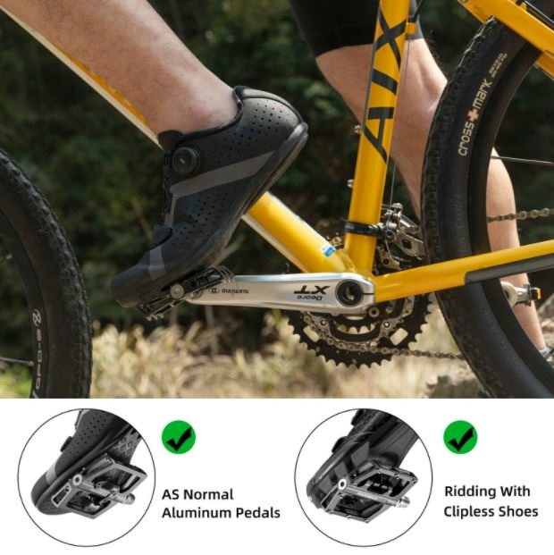 ROCKBROS Pedais de bicicleta  meia plataforma com pedais SPD 9/16 polegadas preto