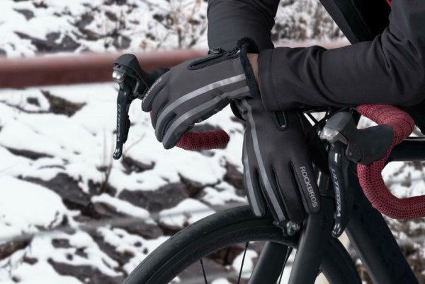 ROCKBROS luvas de motocicleta luvas de bicicleta inverno tela sensível ao toque à prova d'água