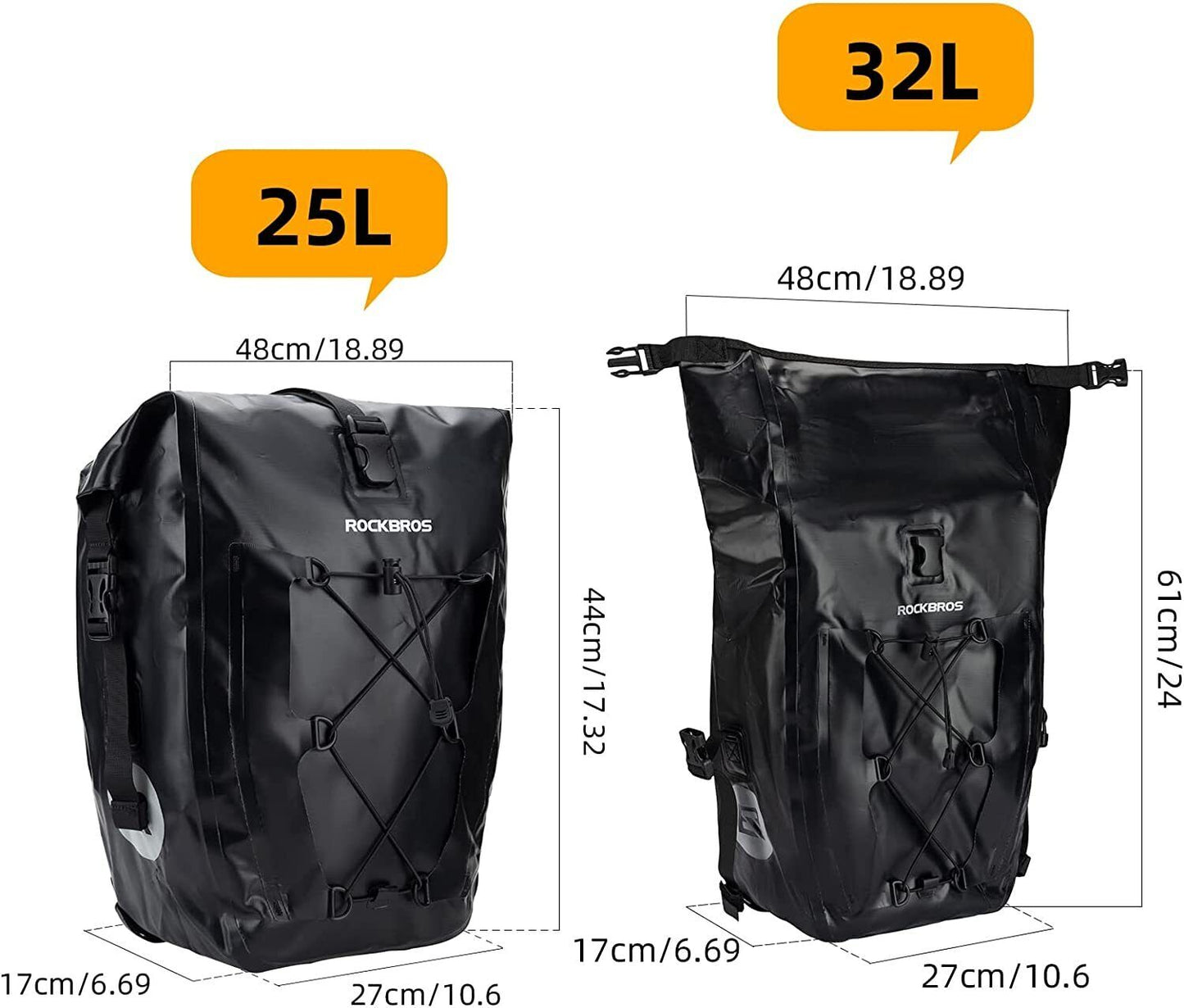 ROCKBROS bolsa porta-malas à prova d'água panniers bolsa de bicicleta 25L 5 cores