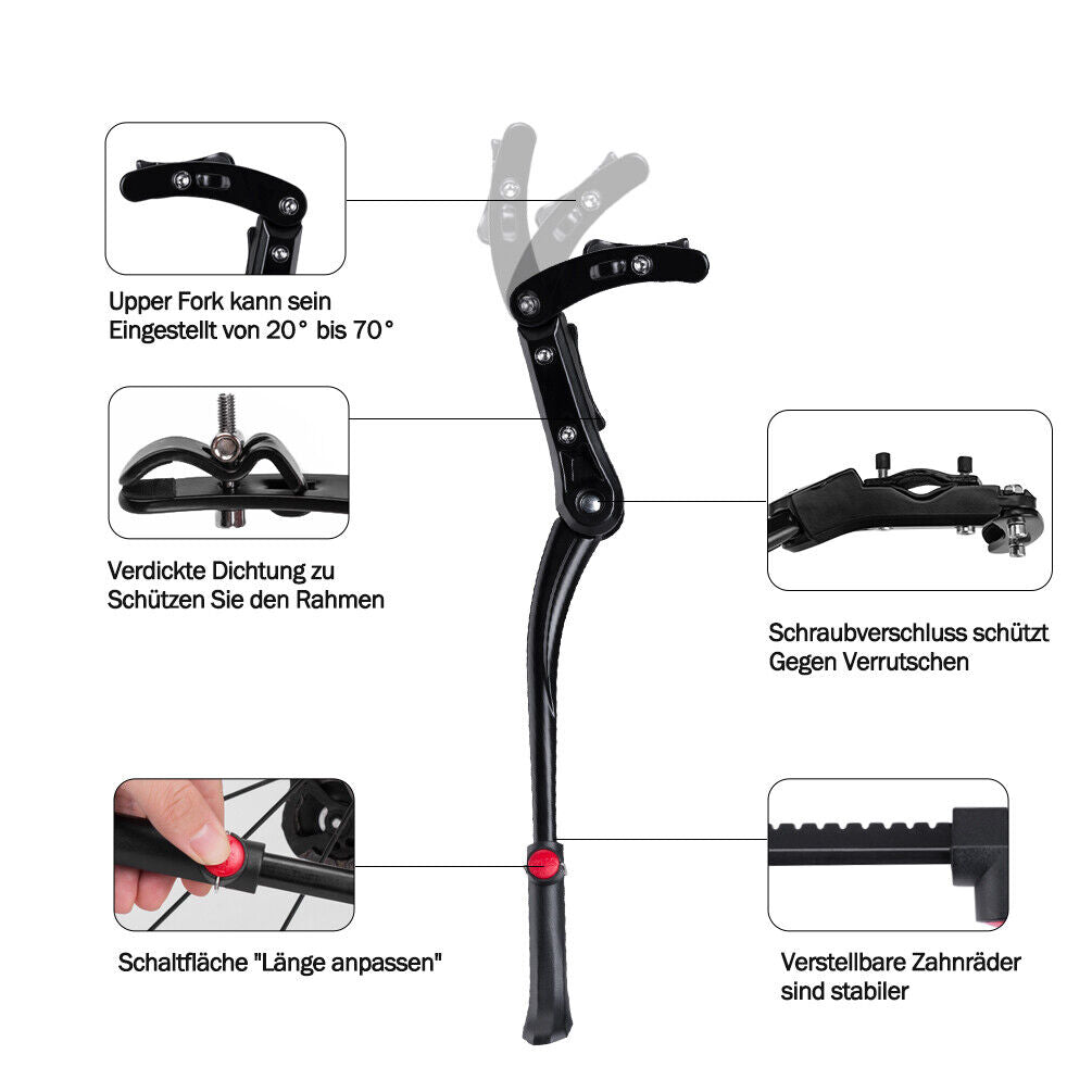 Suporte de bicicleta ROCKBROS em altura ajustável suporte lateral ajustável de 24-29 polegadas de alumínio