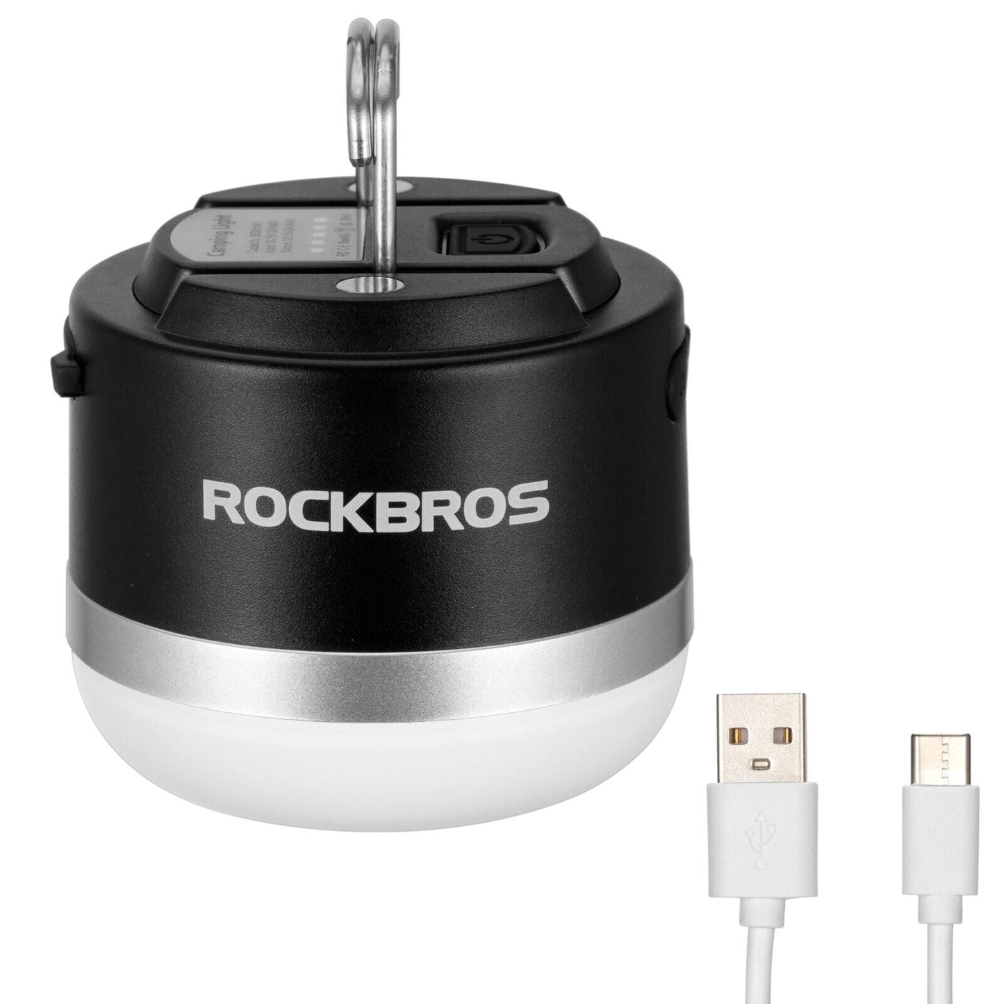 Lanterna de acampamento ao ar livre ROCKBROS lanternas USB 600 lúmens IPX65 LED bateria recarregável