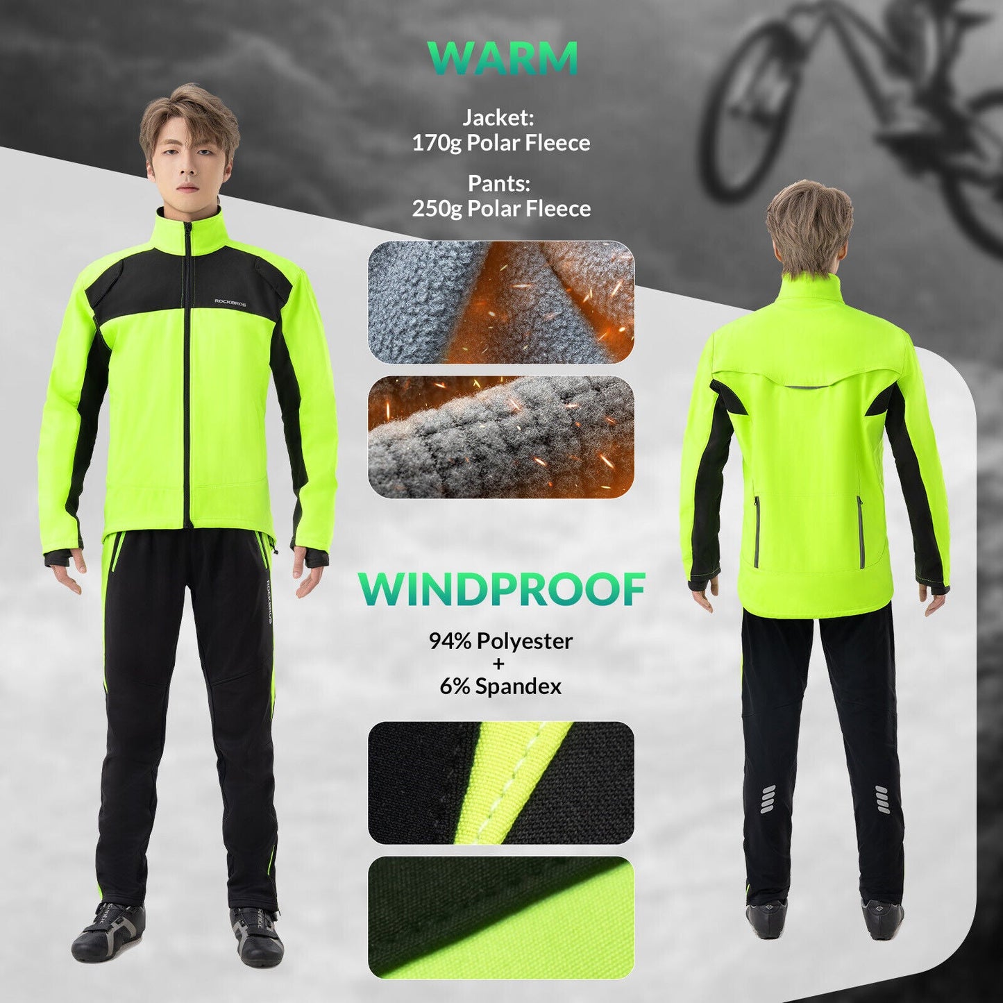 ROCKBROS roupas de ciclismo jaqueta corta-vento à prova de vento M-4XL