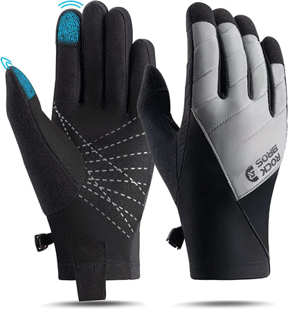 ROCKBROS Luvas de ciclismo de inverno luvas de tela sensível ao toque térmicas esportivas quentes