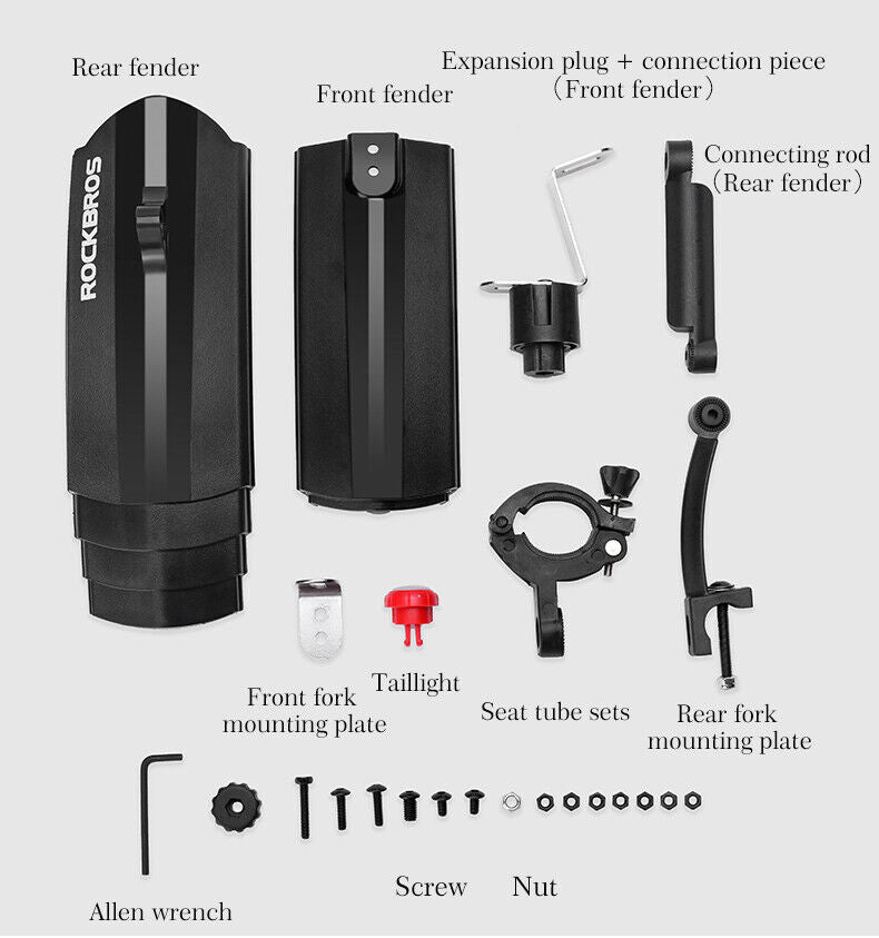 Conjunto de guarda-lamas ROCKBROS dianteiro traseiro para-lamas de bicicleta MTB protetor contra respingos