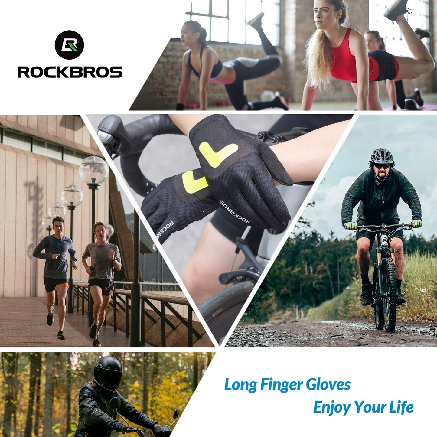 ROCKBROS S299 luvas de ciclismo luvas tela sensível ao toque motocicleta