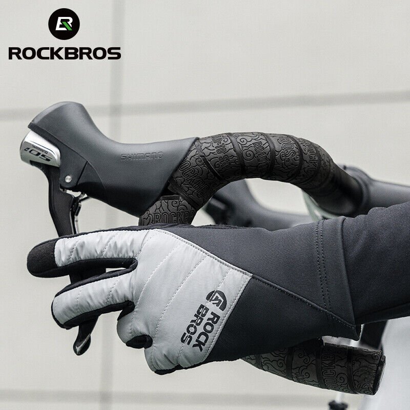 ROCKBROS Luvas de ciclismo de inverno luvas de tela sensível ao toque térmicas esportivas quentes