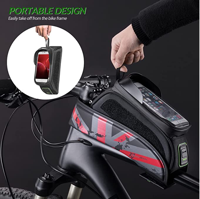 ROCKBROS Bolsa de quadro de bicicleta 021-1 à prova d'água para celular 5,8/6,0 polegadas